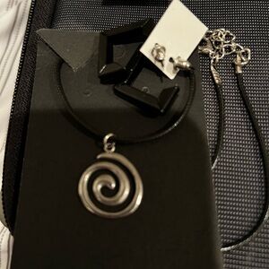Silver Spiral Pendant Necklace with Earings
